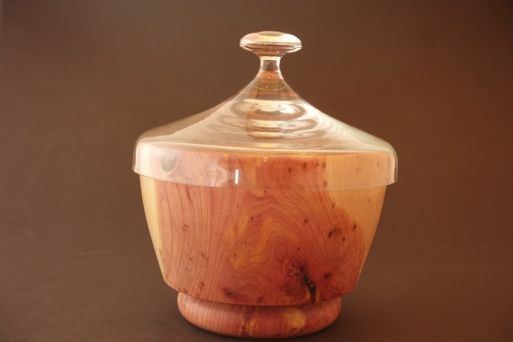 Wachholderdose mit Glasdeckel